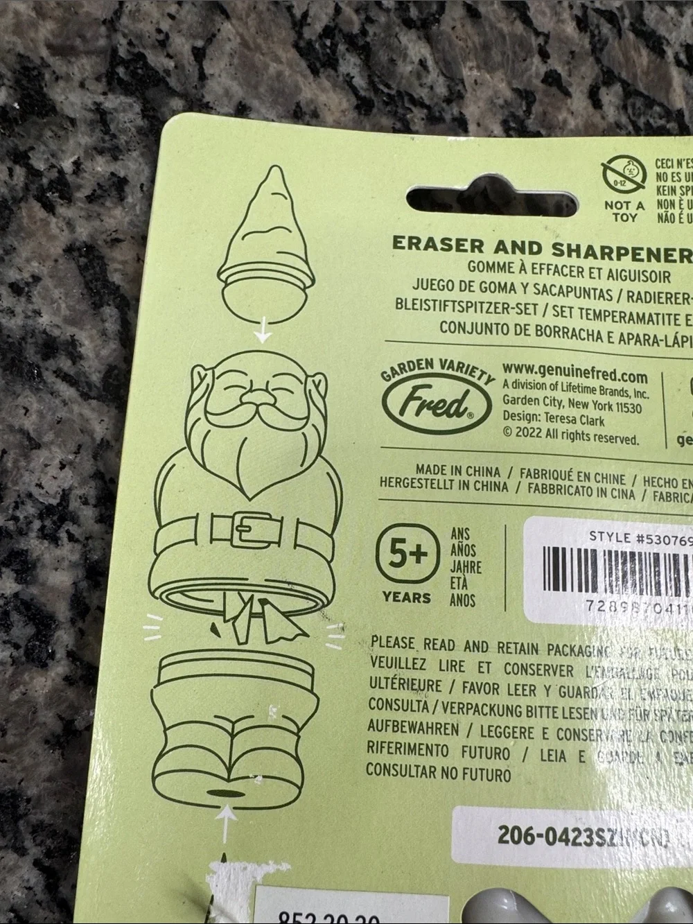 Fred Red-Hatted White Desk Gnome Eraser & Sharpener Set NEW